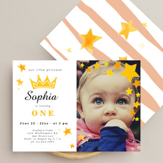 Little Princess Simple Niedlich Foto Geburtstagspa Einladung