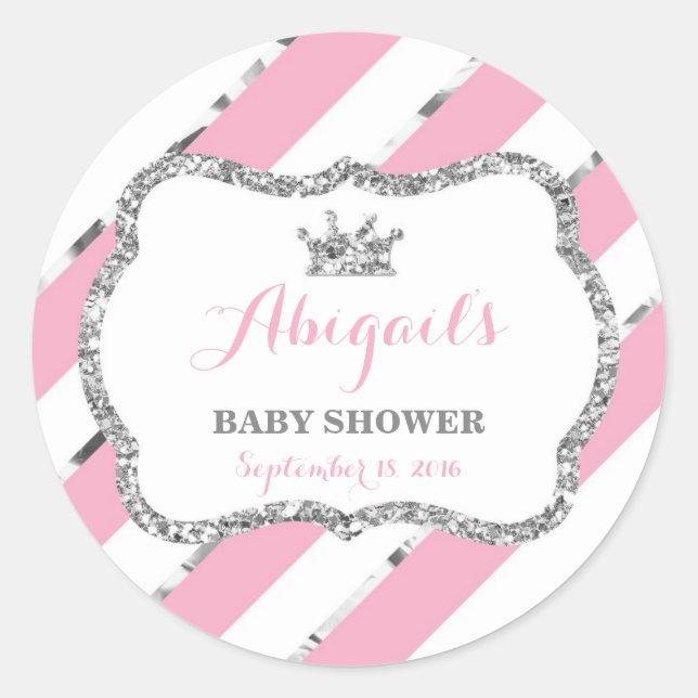 Little Princess Sticker, Rosa, Imitat Glitzer Runder Aufkleber (Vorderseite)