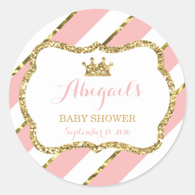 Little Princess Sticker, Rosa, Imitat Glitzer Runder Aufkleber (Vorderseite)