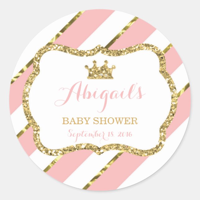Little Princess Sticker, Rosa, Imitat Glitzer Runder Aufkleber (Vorderseite)