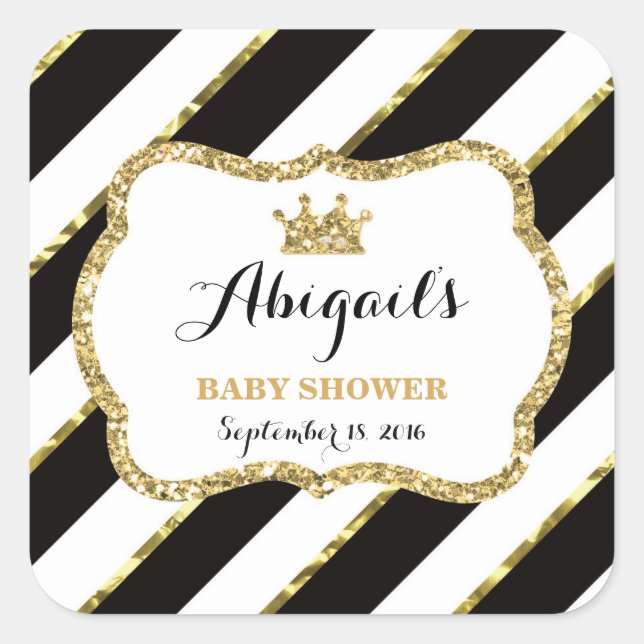 Little Princess Sticker, Schwarz, Imitate Glitzer Quadratischer Aufkleber (Vorderseite)