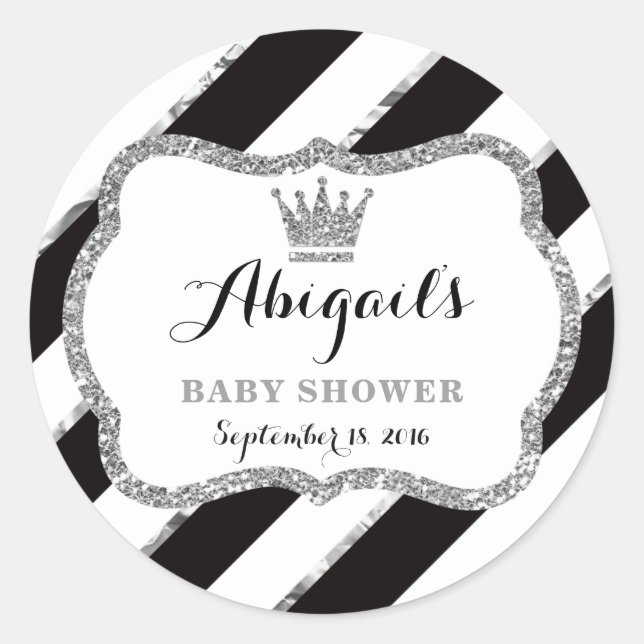 Little Princess Sticker, Schwarz, Imitate Glitzer Runder Aufkleber (Vorderseite)