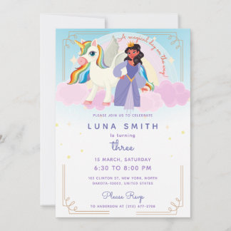 Little Princess Unicorn Farbenfroher Regenbogen Ge Einladung