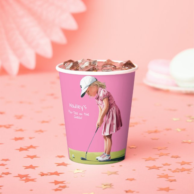 Little Pro in Pink: Geburtstag auf Grün Pappbecher (Insitu)