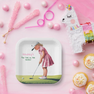 Little Pro in Pink: Geburtstag auf Grün Pappteller