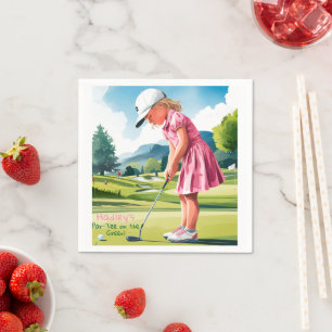 Little Pro in Pink: Geburtstag auf Grün Serviette