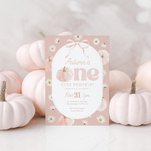 Little Pumpkin 1st Birthday Daisies Pink Bow Einladung