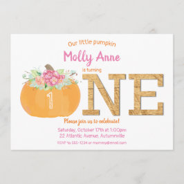 Little Pumpkin 1st Birthday Girl Fall Floral Einladung
