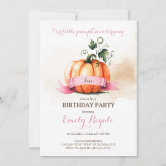 Little Pumpkin 5th Birthday Invitation Girl Einladung