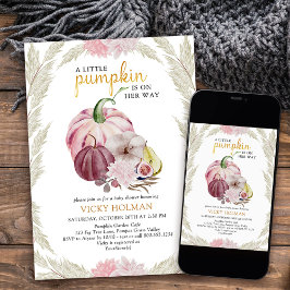 Little Pumpkin and Pampas Grass Baby Shower Einladung