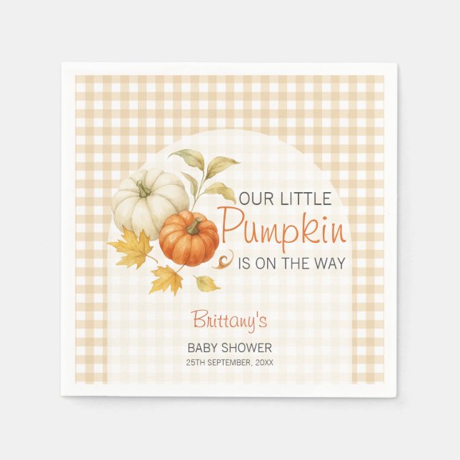 Little Pumpkin Autumn Baby Shower Serviette (Vorderseite)