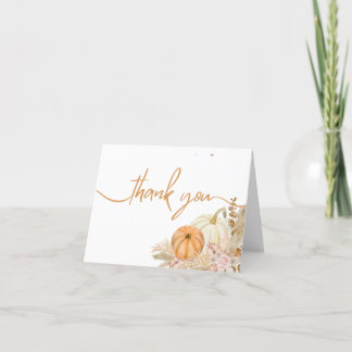 Little Pumpkin Autumn Boho Fall Floral Baby Shower Dankeskarte