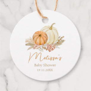 Little Pumpkin Autumn Boho Fall Floral Baby Shower Geschenkanhänger