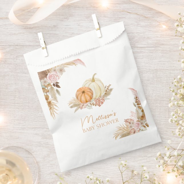 Little Pumpkin Autumn Boho Fall Floral Baby Shower Geschenktütchen (Ausgeschnitten)