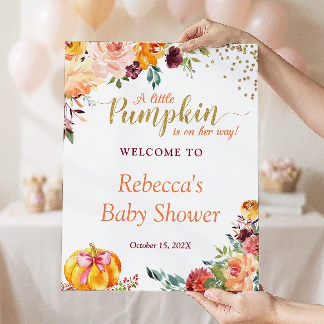 Little Pumpkin Autumn Floral Baby Dusche Zeichen Poster (Von Creator hochgeladen)