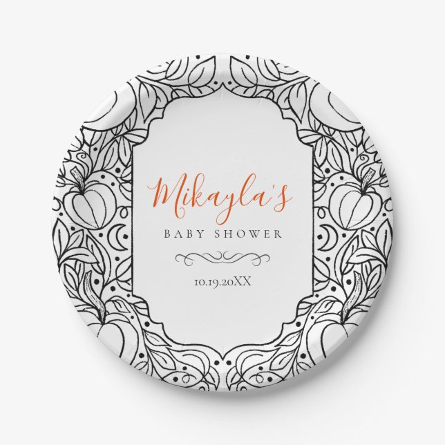 Little Pumpkin Autumn Halloween Baby Shower Pappteller (Vorderseite)
