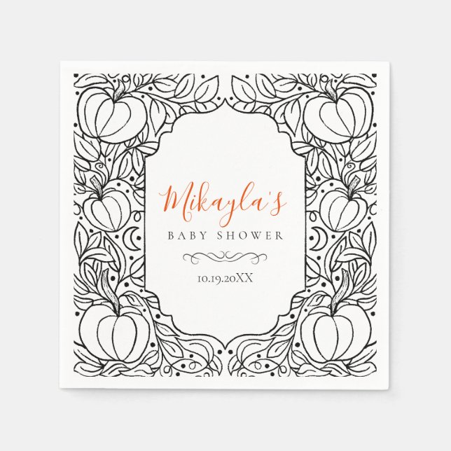 Little Pumpkin Autumn Halloween Baby Shower Serviette (Vorderseite)
