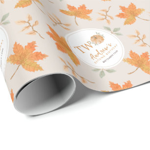 Little Pumpkin Autumn Leaf Herbst 2. Geburtstag Geschenkpapier