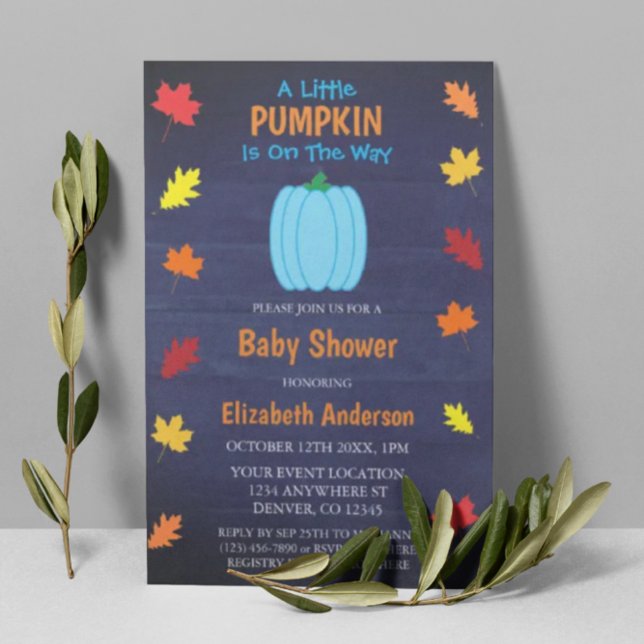 Little Pumpkin Autumn Leaves Baby Dusche Einladung (Von Creator hochgeladen)