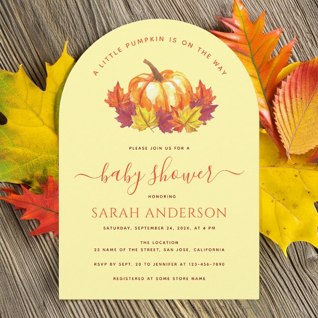 Little Pumpkin Autumn Leaves Fall Baby Shower Einladung (Von Creator hochgeladen)
