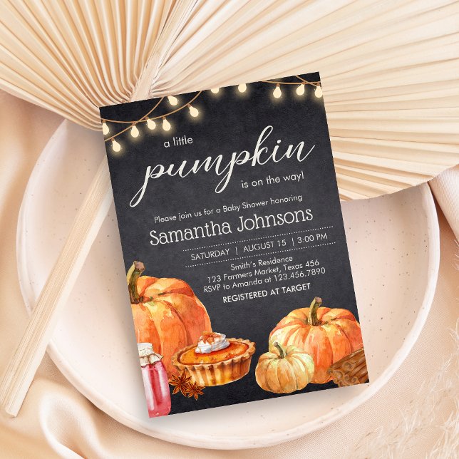 Little Pumpkin Autumn Picnic Baby Shower Einladung (Pumpkin Fall Baby Shower Invitation)