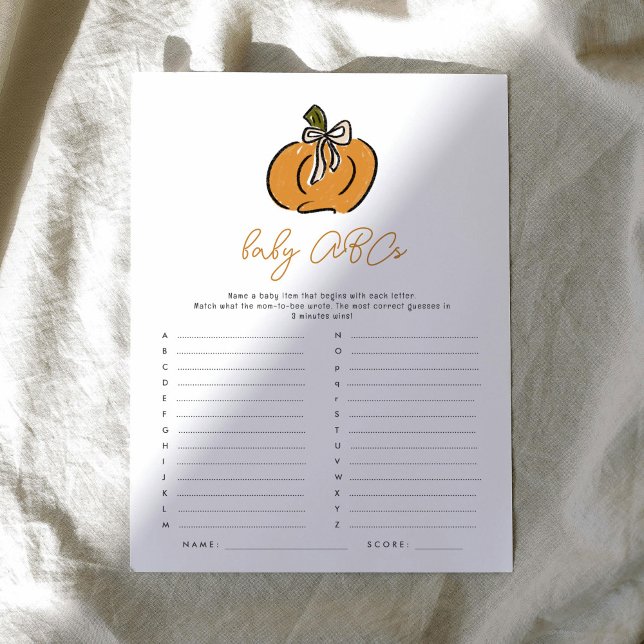 Little Pumpkin Baby ABCs Baby Shower Game (Cute little pumpkin Baby Shower Baby ABCs game.)