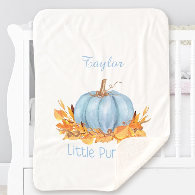 Little Pumpkin Baby Boy Blue Individuelle Name Sherpadecke (Little Pumpkin Baby Boy Blue Custom Name Sherpa Blanket)