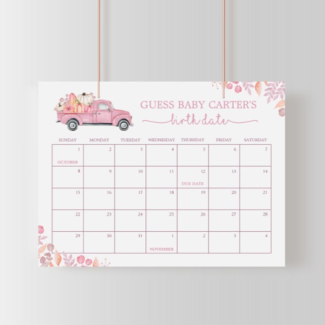 Little Pumpkin Baby Due Date Calendar Game Sign Poster (Von Creator hochgeladen)