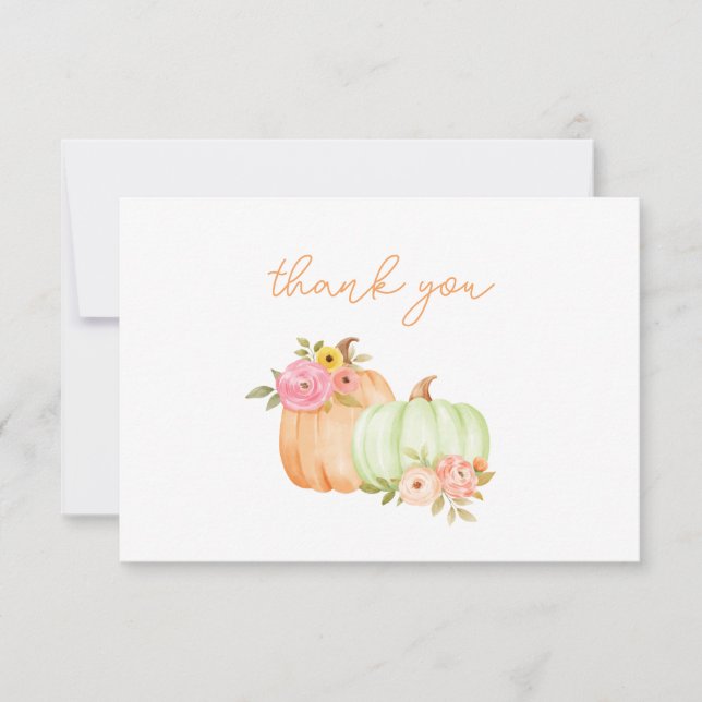 Little Pumpkin Baby Dusche Dankeskarte (Vorderseite)