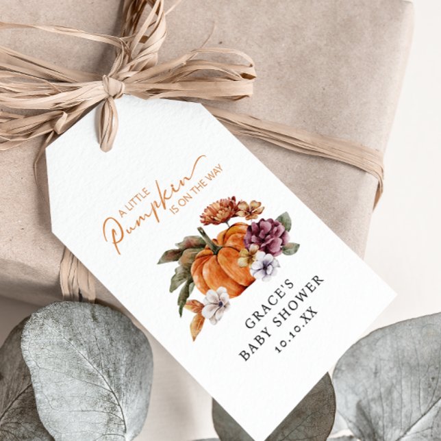 Little Pumpkin Baby Dusche Geschenkanhänger (Fall In Love With Baby Pumpkin Gift Tag)
