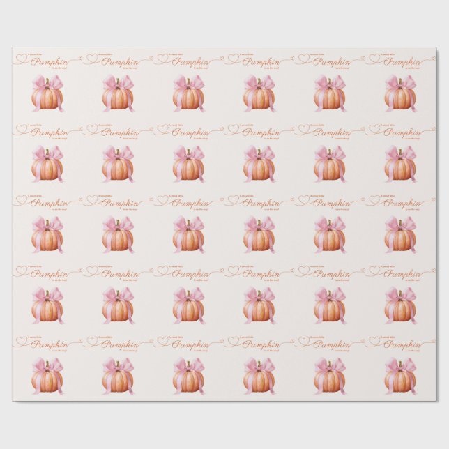 Little Pumpkin Baby Dusche - Pink Bow Fall Geschenkpapier (Flach)