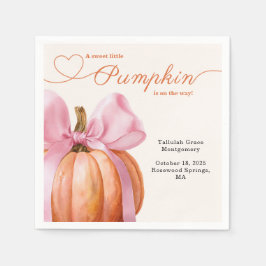 Little Pumpkin Baby Dusche - Pink Bow Fall Serviette