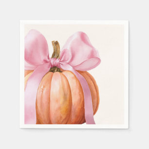 Little Pumpkin Baby Dusche - Pink Bow Fall Serviette