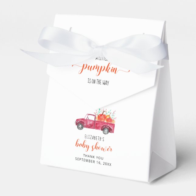 Little Pumpkin Baby Dusche Red Truck Herbst Herbst Geschenkschachtel (Vorderseite)