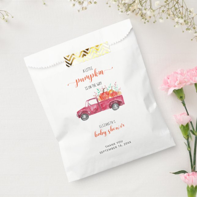 Little Pumpkin Baby Dusche Red Truck Herbst Herbst Geschenktütchen (Versiegelt)