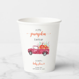 Little Pumpkin Baby Dusche Red Truck Herbst Herbst Pappbecher