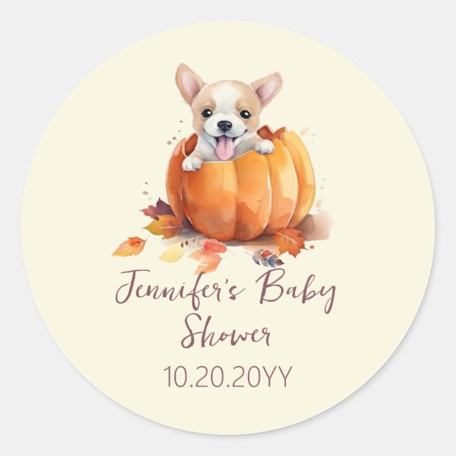 Little Pumpkin Baby Dusche Runder Aufkleber (Vorderseite)