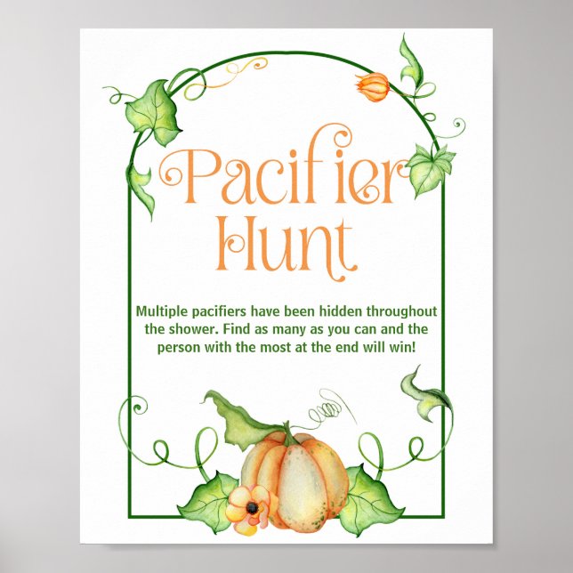 Little Pumpkin Baby Dusche Schnuller Jagdspiel Sch Poster (Vorne)