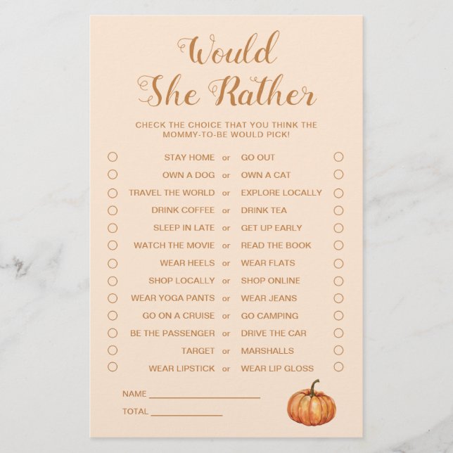 Little Pumpkin Baby Dusche würde sie eher spielen (Vorderseite)