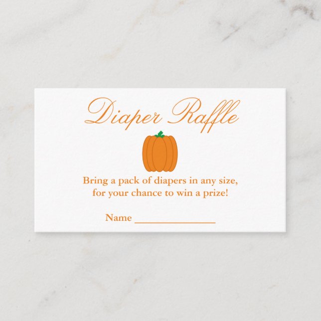 Little Pumpkin Baby Duwer Windel Raffle Card Begleitkarte (Vorderseite)