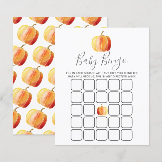 Little Pumpkin Baby Shower Bingo (Vorne/Hinten)