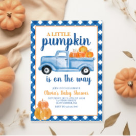 Little Pumpkin Baby Shower Blauer LKW Fall Einladung
