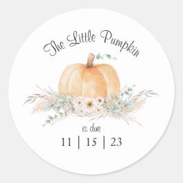 Little Pumpkin Baby Shower Circle Sticker