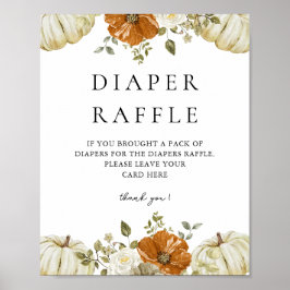 Little Pumpkin Baby Shower Dipaer Raffle Sign Poster