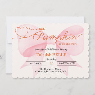 Little Pumpkin Baby Shower Einladung - Pink Bow