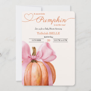 Little Pumpkin Baby Shower Einladung - Pink Bow