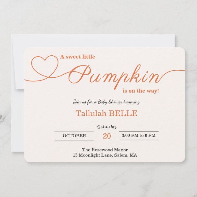 Little Pumpkin Baby Shower Einladung - Pink Bow (Vorderseite)