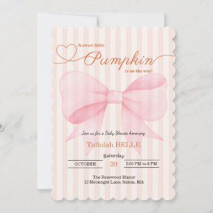 Little Pumpkin Baby Shower Einladung - Pink Bow