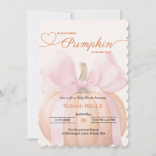 Little Pumpkin Baby Shower Einladung - Pink Bow