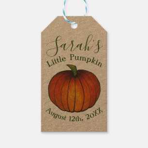 Little Pumpkin Baby Shower Favor Orange Oktober Geschenkanhänger